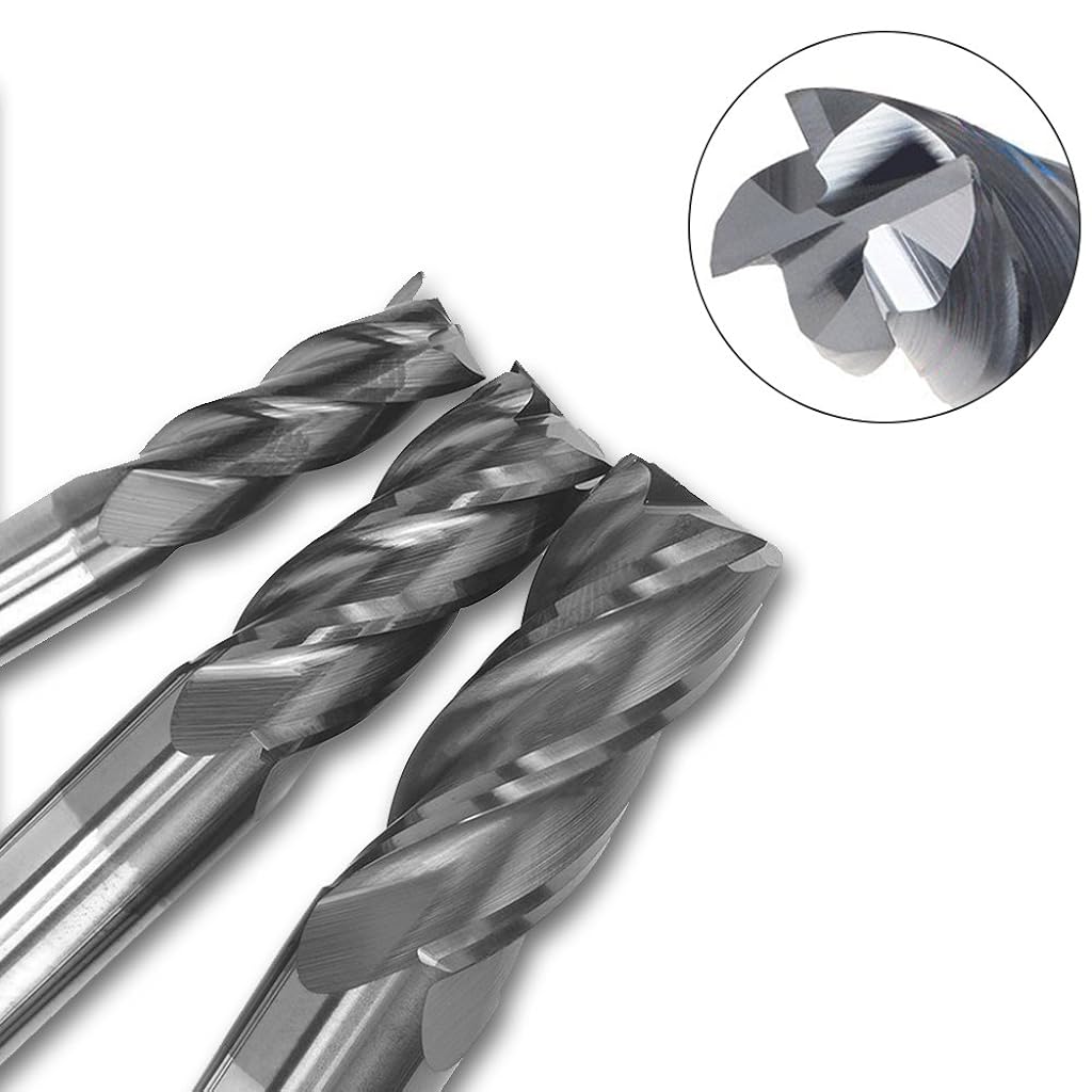 ZIBUYU® 10 Pcs Square Nose End Mill Cutter 4 Flute Straight Shank Drill Bit Tool Set with 2/3/4/5/6/7/8/9/10/12mm Size