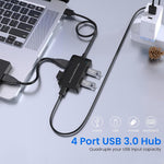 Verilux® USB Hub 3.0 for PC 4 in 1 with DC 5V2A and 4 USB High Speed 3.0 Multi USB Port for Laptop 5Gbs Transfer Speed USB Extender Multiple USB Connector for Dell, Samsung Galaxy, Surface Pro