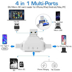 Verilux® Multiport Card Reader SD/Micro SD Card Reader for iPhone/ipad/Android/Mac/PC, Portable Memory Card Reader with TYPC C Charging Function, Universal 4 in 1 SD/Micro SD Card Reader