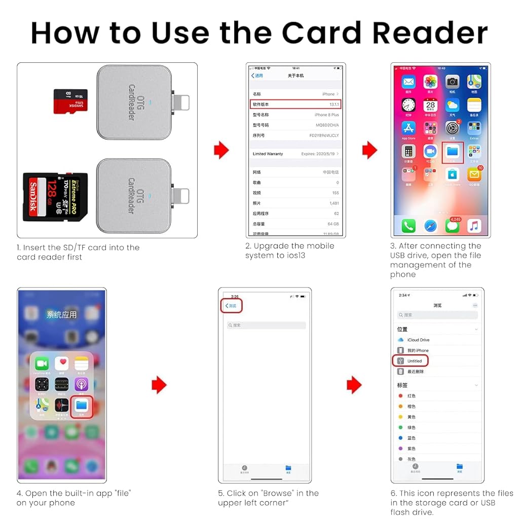 Verilux Card Reader for iPhone 2 in 1 SD Card Reader for iPhone iPad Camera, Micro SD Card Reader wirh Micro USB Port Supports SD and TF Card Micro SD Card Adapter for iPhone iPad No App Required