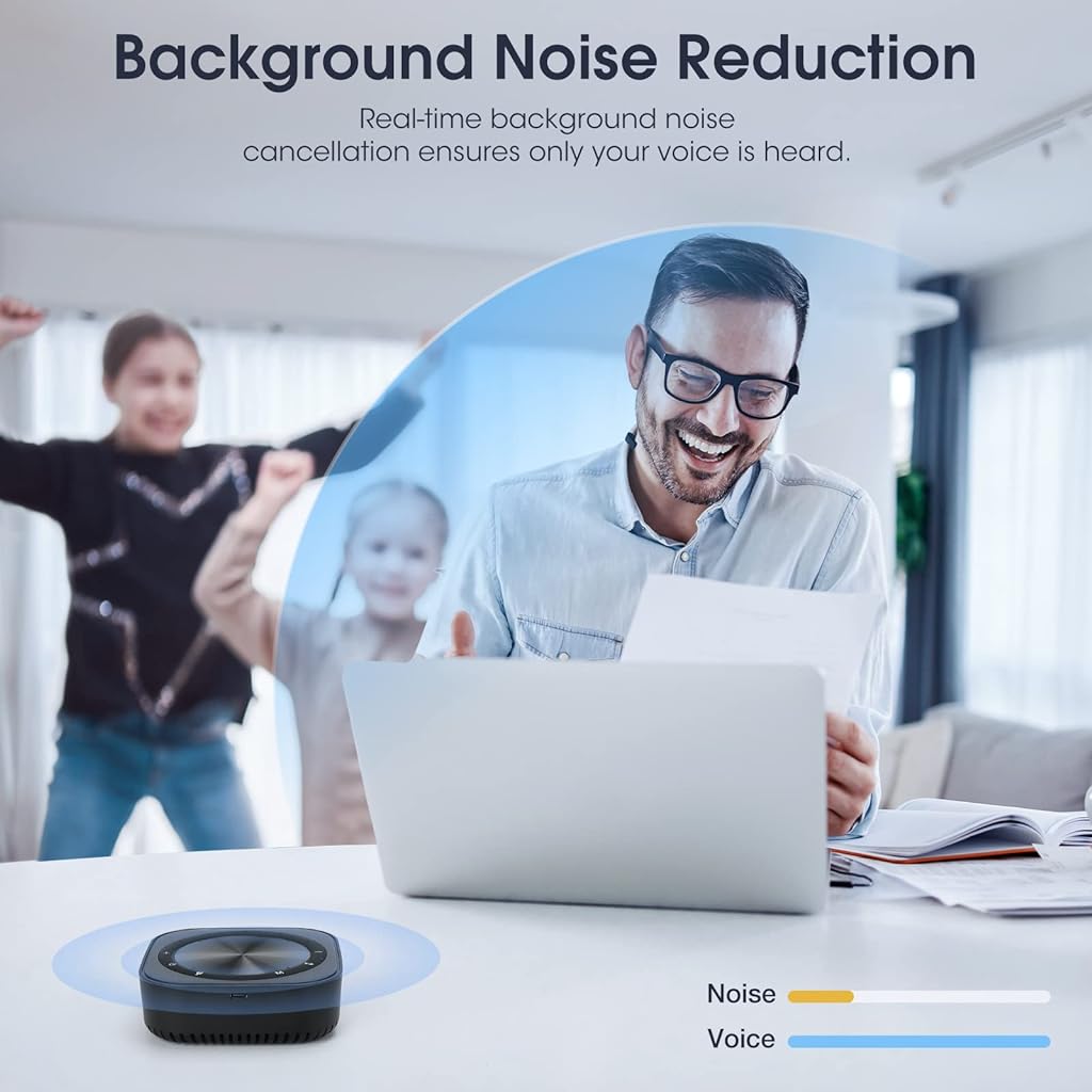 Verilux® Conference Speaker with Mic, Plug & Play Noise Cancellation Bluetooth Microphone with Speaker, Portable Wireless Bluetooth Speaker with Mic 360° Omnidirection Pickup for Skype Online Class