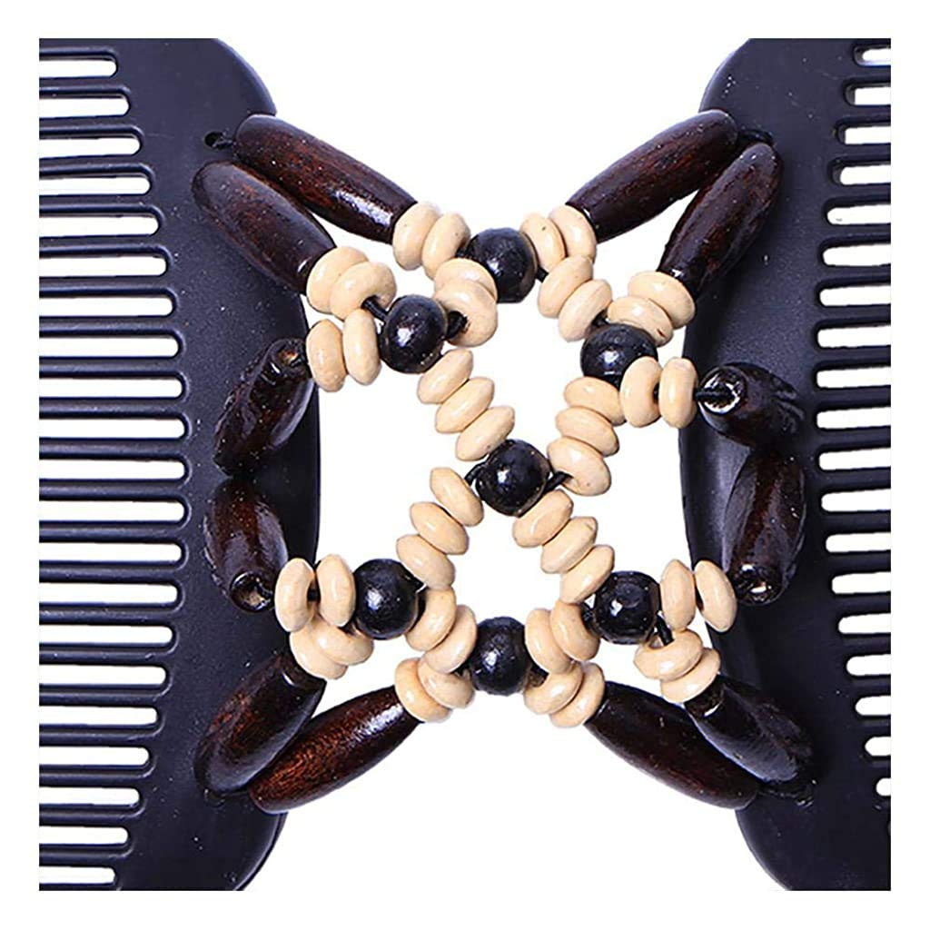 MAYCREATE Magic Double Row Wooden African Butterfly Stretchy Hair Clip for Women, Brown