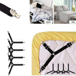 Supvox  Bed Sheet Holder Straps | Adjustable Bed Sheet Fastener and 3 Way Mattress Cover Holder Fasteners | The Triangle Bed Sheet Keeper with Heavy Duty Grippers Clips Black Triangle (4pc/Set)