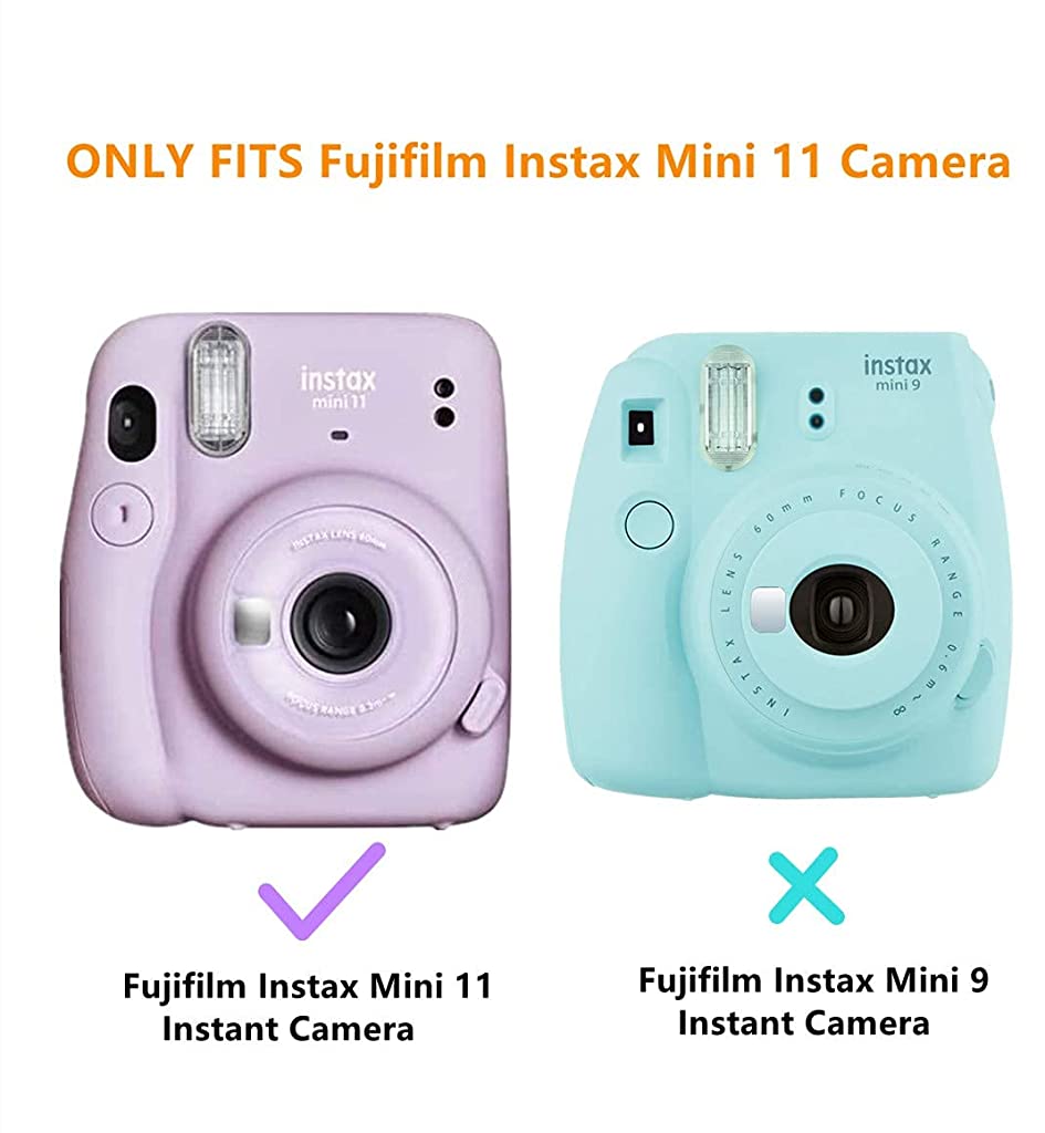 ZORBES Instax?Mini?11?Case Cover, Crystal Protective Camera?Case for Fujifilm Instax?Mini?11, Easy Install Clear Hard Shell Cover with Removable Rainbow Shoulder Strap for Intex?Camera?Mini?11