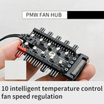 Verilux® Chassis Fan Hub CPU Cooling Fan Hub 10 Port 12 V SATA to Fan Adapter with 4 Pin PWM Controller Dedicated Supply from PSU to Link Multiple Points for ATX Computer Case 4-Pin 3-Pin Cooling Fans