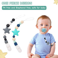 SNOWIE SOFT® Infant 2Pcs Pacifier Beads Chain With Clip Silicone Soother Toy Pacifier Clip Baby Silicone Paci Clip Teething Relief Teether Toy Pacifier Anti Lost Clip Teething Toy