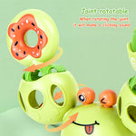 PATPAT® Rattles for Baby 0-6 Months Cartoon Crab Sensory Teething Toys for Babies 360 ° Rotation Rattle Toy BPA-Free Soothing Toy Toddler Activity Toys New Born Baby Toys Gifts for Boys Girls- Green