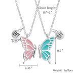 ZIBUYU  2 Pcs Friendship Necklace Magnetic Half Butterfly Pendant Best Friend Necklace Set for Besties, Best Friends, Girls Gift, Sisters