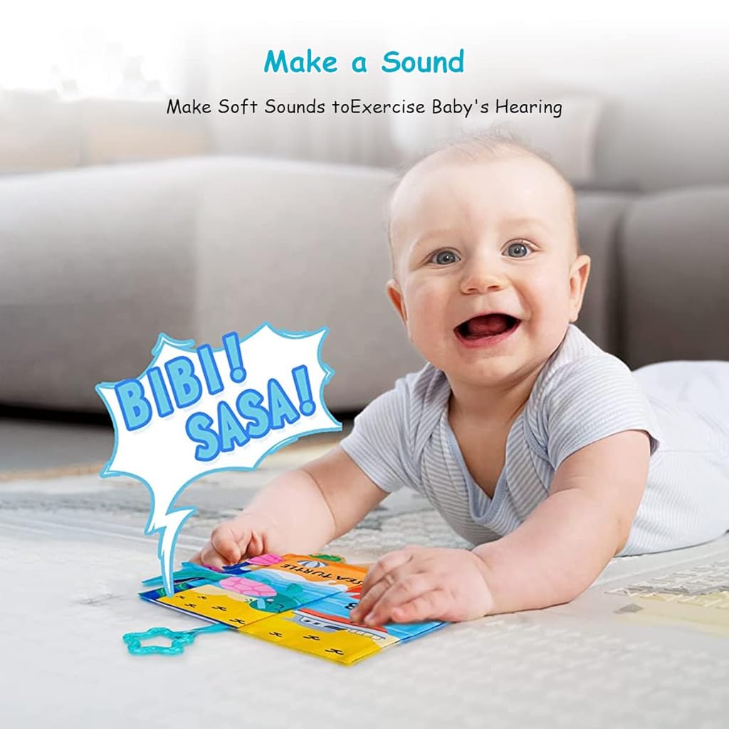 PATPAT Cloth Books for Babies, Cartoon Dinosaur Baby Cloth Book Newborn Baby Toys 3D Touch Feel Soft Books for Babies Early Learning Toy, Stroller Hanging Toy Sensory Toys for Babies 6-12 Months
