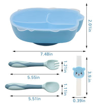 SNOWIE SOFT® Baby Bowl and Spoon Set Bady Feeding Bowl Spoons and Fork Dinnerware Self Feeding for Baby Toddler Durable Nonslip Suction Plates for Baby Non Toxic - BPA Free Plastic