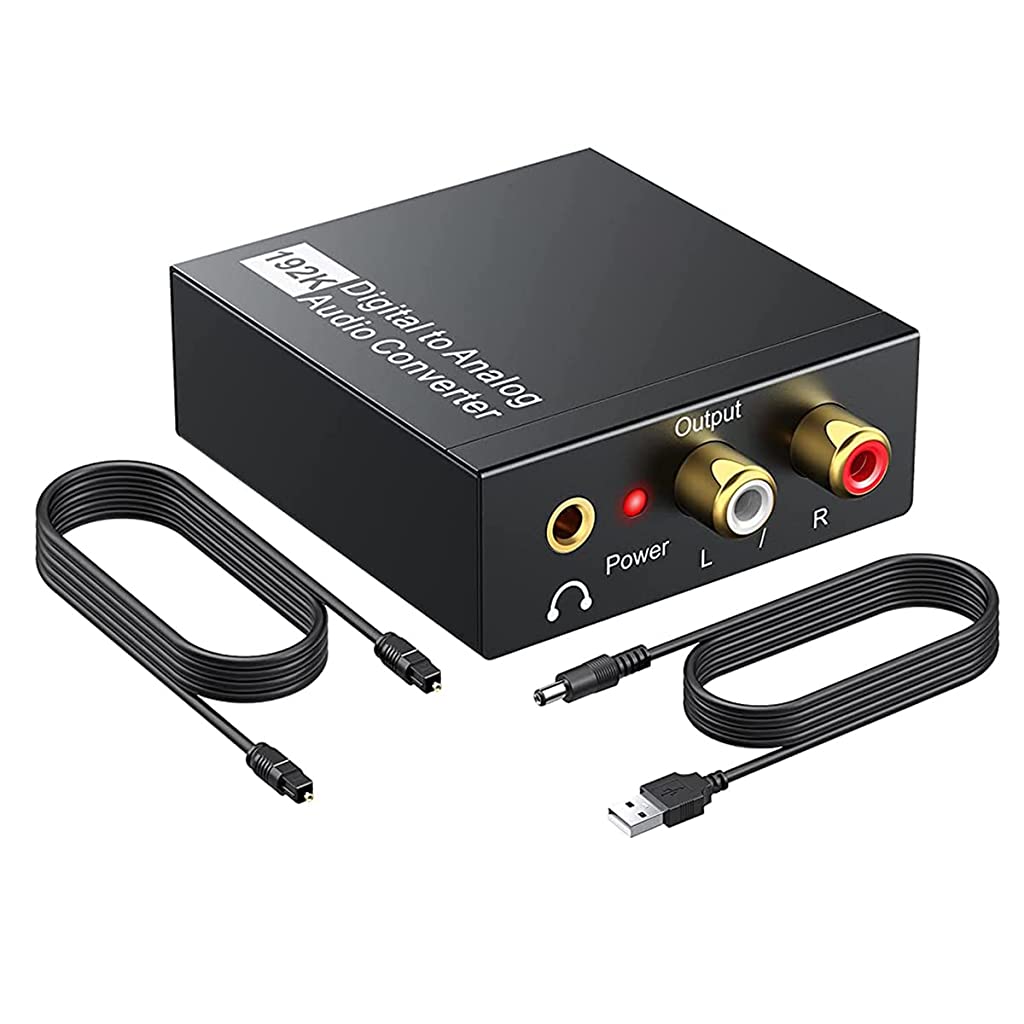 Verilux  Digital to Analog Audio Converter 192KHz DAC Digital SPDIF Optical to Analog L/R RCA Converter Toslink Optical to 3.5mm Jack Adapter for PS3 HD DVD PS4 Amp Apple TV Home Cinema