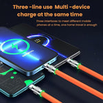 ZORBES® 3 In 1 USB Charging Cable, Heavy Duty 120W Fast Charging Cable Cord With Type C/Light-ning/Micro, Multi Chubby Cable Silicone USB Charging Cable for Iphone/Ipad/Tablets/Samsung Galaxy/OnePlus