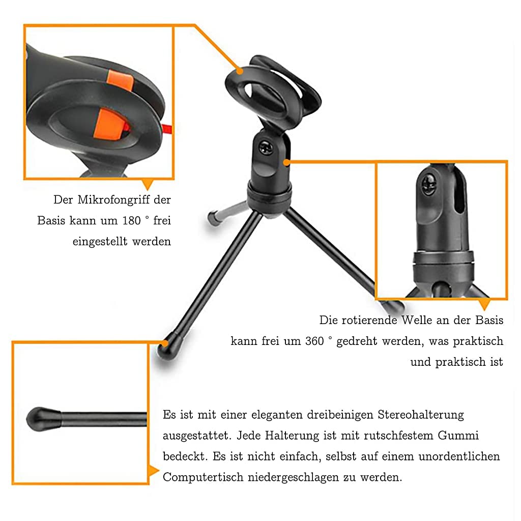 ZORBES Mic for Singing, PC Microphone with Mic Stand, Professional Wired Condenser Microphone with Stand, Mic for Youtube Video Recording, Plug and Play 3.5mm Jack Compatible PC, Laptop, iPhone, Mac-Recorder