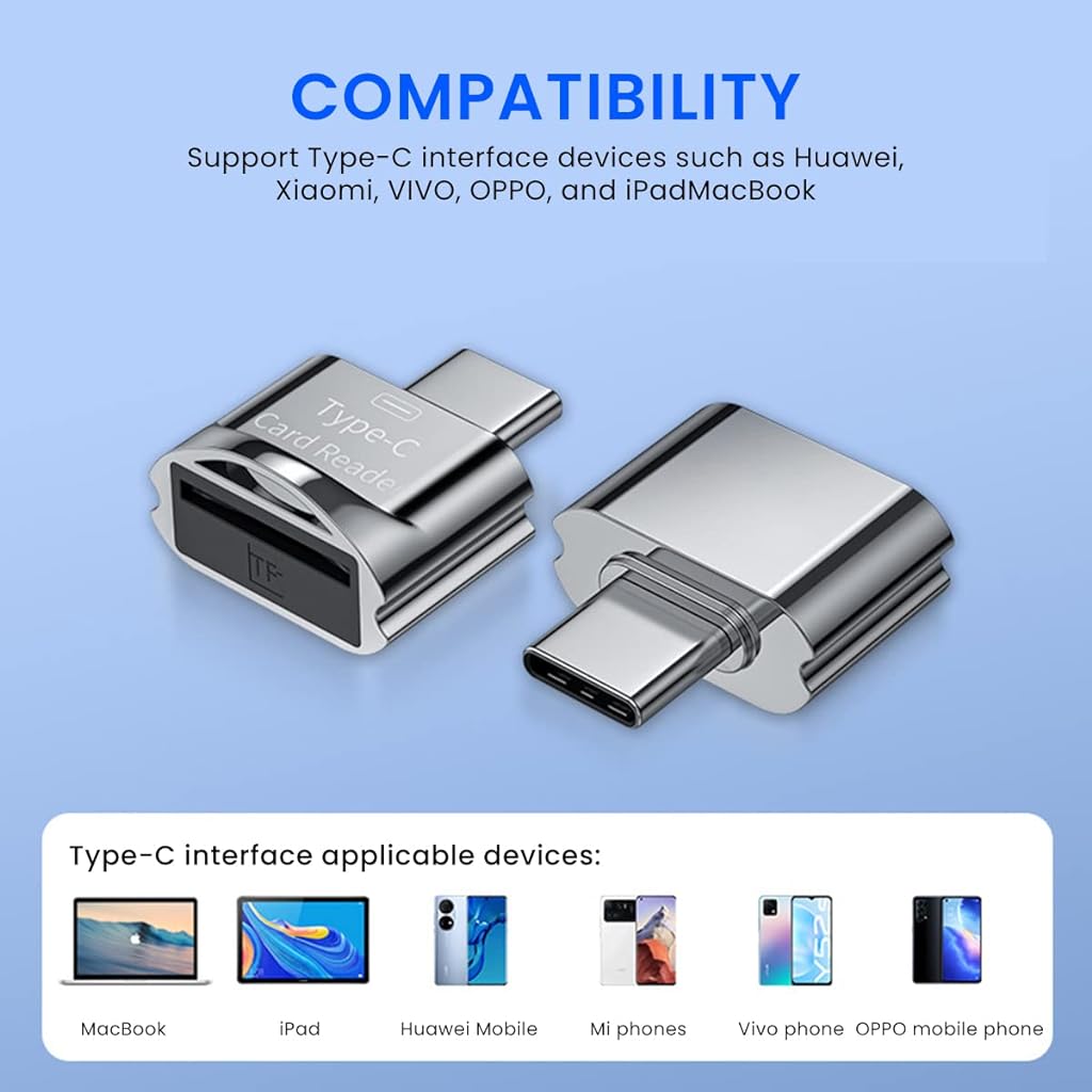 Verilux® Micro SD Card Reader Mini Type C Card Reader TF Card Reader with Keychain USB C to Micro SD SDHC SDXC OTG Memory Card Reader Compatible with Laptops, MacBook Pro, Galaxy Note 20 S20