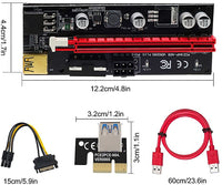 Eleboat® 2 Pack Pi+ VER009S Gold PCI-E 6Pin 1X to 16X Powered Pcie Riser Adapter Card