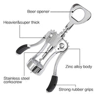 HASTHIP  Multifunctional Wing Corkscrew Wine Bottle Opener for All Cork Stoppered and Beer Cap Bottles Luxury Waiter Corkscrew with Stopper Set