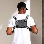 GUSTAVE  Men's Chest Pocket Drawstring Reflective Practical Lamp Fashion Backpack (Black)