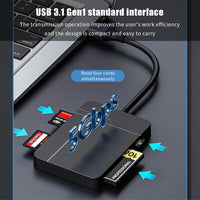 Verilux® USB Card Reader USB C/ USB3.0 Card Reader Support UHS-II Compatible SD 4.0/TF 4.0/CF/MS, 5Gbps Reading Speed, Travel 4 in 1 USB Card Reader for Windows/Mac/Linux/Android