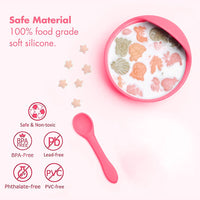 SNOWIE SOFT® Silicone Bowl for Baby with Spoon & Fork, Suction Feeding Bowl, BPA Free Baby Bowls, Baby Weaning Supplies, Non-Slip Suction Unbreakable Feeding Bowl for Baby/Toddler/Kids, Easy to clean