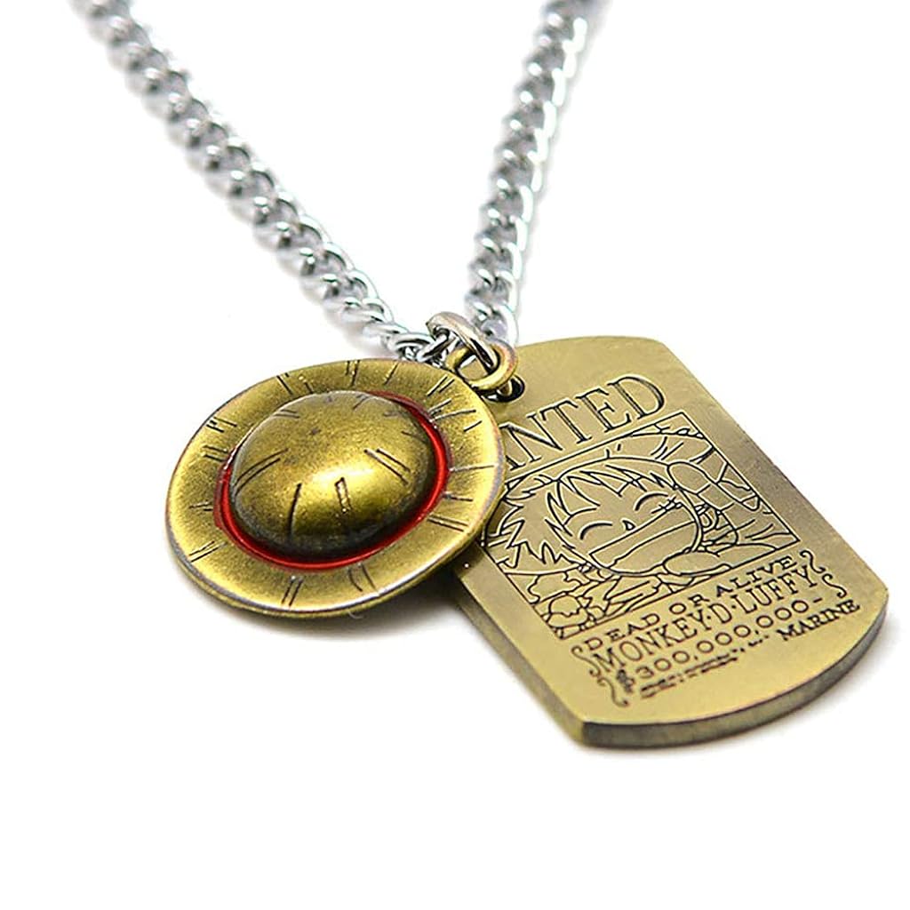 ZIBUYU Anime One Piece Luffy Skeleton The Straw Hat Pirates Rope Chain Pendant Necklace Cap Cosplay for Boys