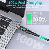 Verilux® USB C to USB C Cable, 3.9Ft LCD Voltage Display USB C Type Cable, Support 100W PD Fast Charging & 480Mbps Data Transfer Type C Cable for MacBook Pro/Air, Samsung, and More USB C Devices