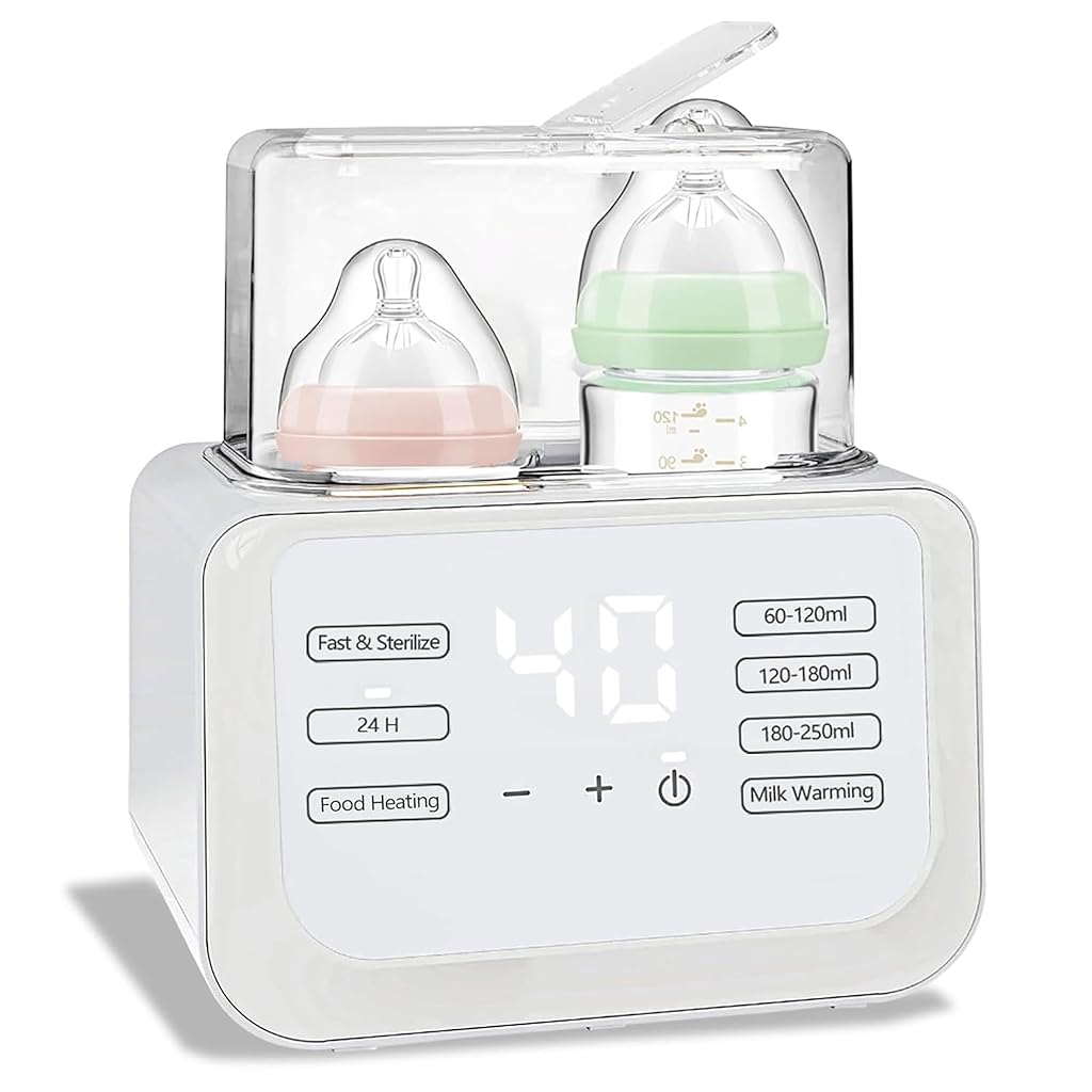 SNOWIE SOFT® Sterilizer for Feeding Bottles, Electric 8 in 1 Bottle Warmer for Babies Milk with 3-7 Mins Fast Warming, 24H Keep Warm Food Heating Timer Adjustable Temp Baby Bottle Sterilizer Machine