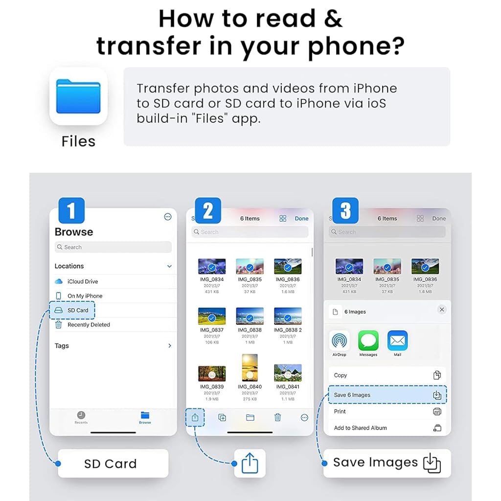 Verilux Card Reader for iPhone 2 in 1 SD Card Reader for iPhone iPad Camera, Micro SD Card Reader wirh Micro USB Port Supports SD and TF Card Micro SD Card Adapter for iPhone iPad No App Required