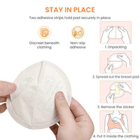 SNOWIE SOFT® 100pcs Invisible Disposable Breast Pads, Ultra Thin Super Absorbent and Anti-Leaking Breast Pads for Breastfeeding Mother Self-Adhesive Breast Pad for Home and Travel