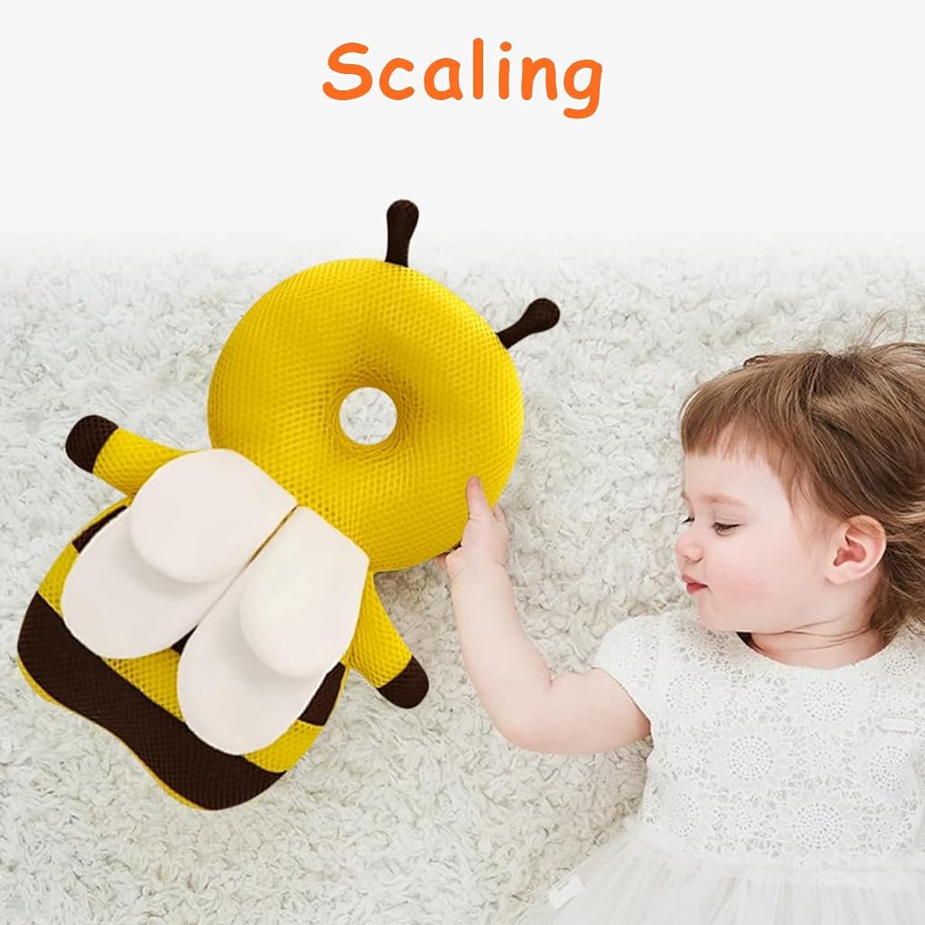 SNOWIE SOFT® Baby Head Protector for Safety, Cartoon Bee Toy Baby Safety Helmet with Safety Buckle Backpack Style Head Protector for Walking Learning Head & Back Protection for Toddlers 1-3 Years Old