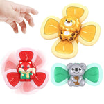PATPAT  3 Pack Suction Cup Toys for Baby 6 - 24 Months Cartoon Pop It Top Toy Bath Toys Suction Cup Design for Baby Dining Chair Bathing, Travelling, Finger Toy Baby Distraction Toys