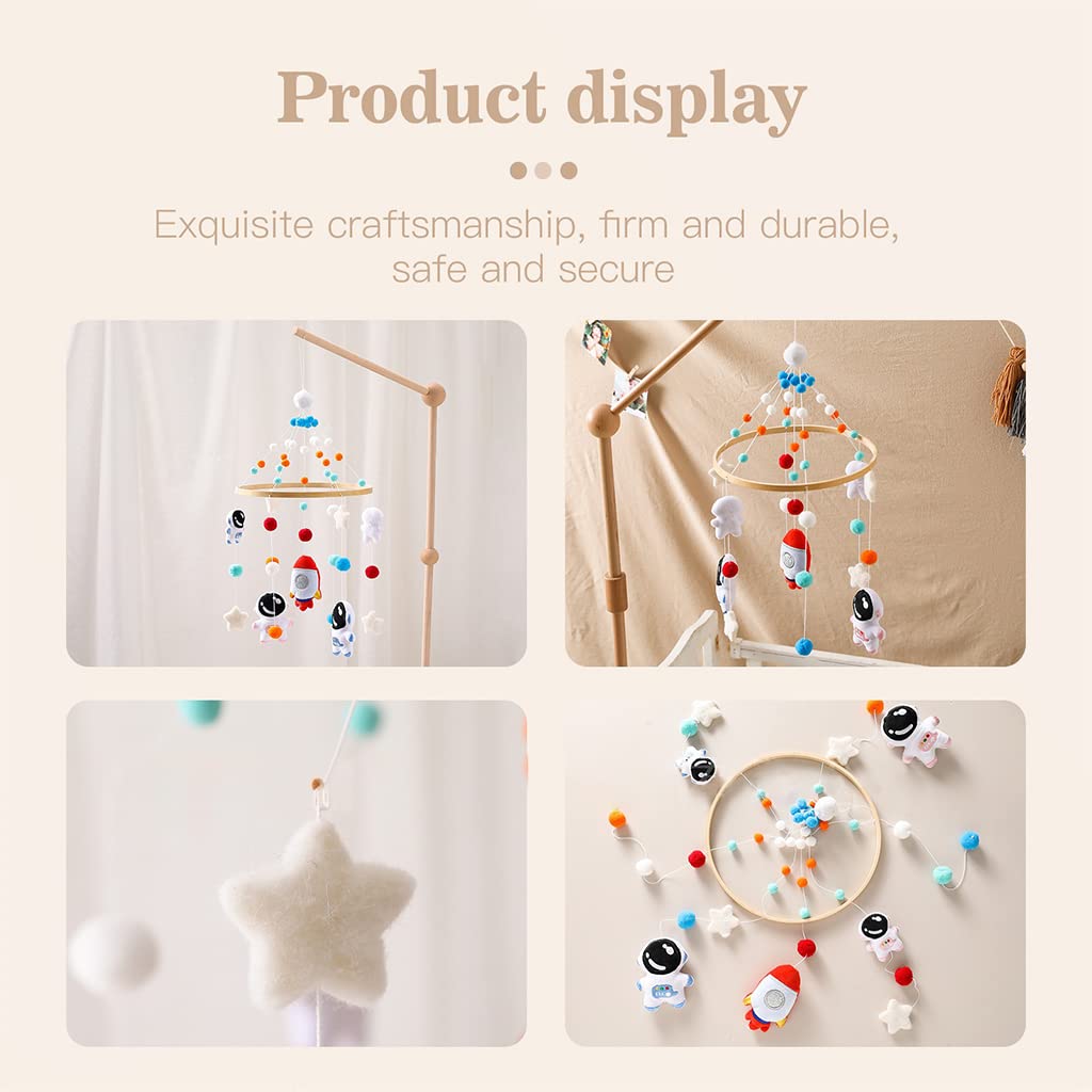 PATPAT Hanging Toys for Babies 0-6 Months Rotatable Cradle Toys Cartoon Spaceman Soft Crib Toys for Babies Hanging Newborn Baby Toys Cot Mobile Hanging Toy Stroller Toy Gift for Newborn 0-18 Month