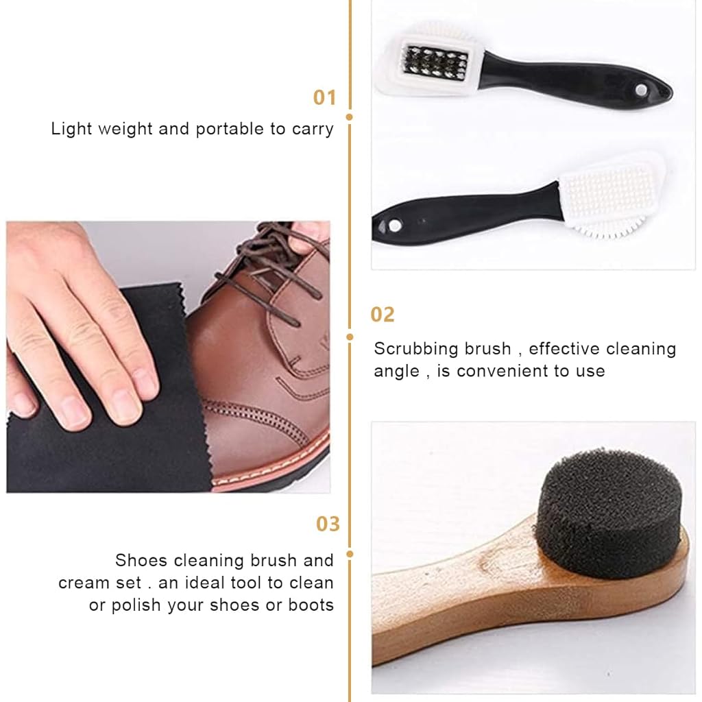 HASTHIP® 10pcs Shoe Polish Kit with Storage Case Shoe Polish Kit Black Shoe Polish & Care Kit Shoe Brushes Shining Tool Kit with Shoe Brushs, Polish Sponge, 2 Shoe Polish(Black & White), Shoehorn