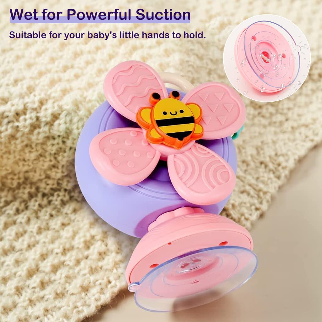 PATPAT Baby Bath Toys Cartoon Snail Sensory Toys for Babies Newborn Toys Pull Back Car High High Chair Toy for Airplane Travel, Montessori Toys & Gifts for Baby Toddlers Boys Girls 1-3 Years Old