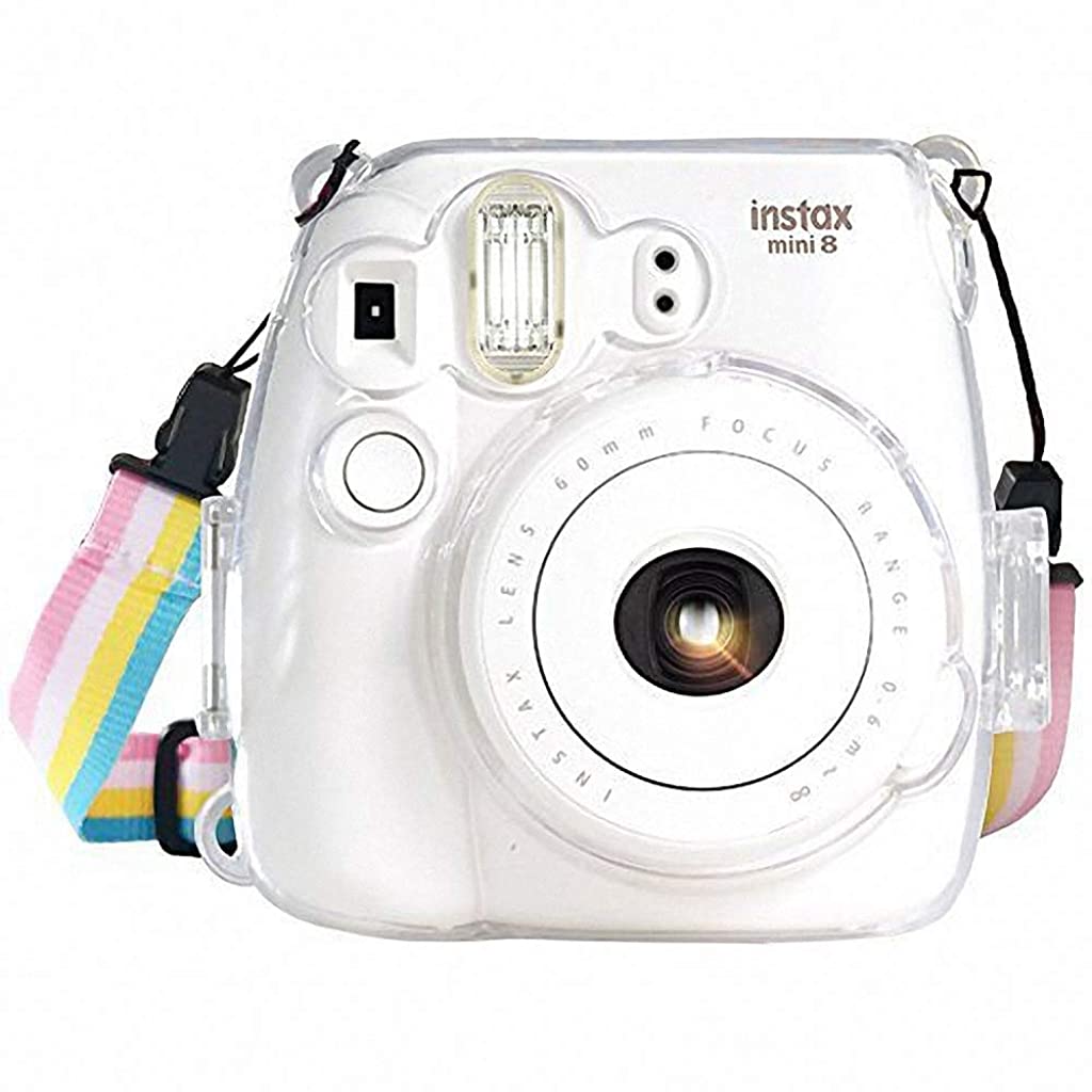 ZORBES Instax?Mini 9/8?Case Cover, Crystal Protective Camera?Case for Fujifilm Instax?Mini? 9/8, Easy Install Clear Hard Shell with Removable Rainbow Shoulder Strap for Intex?Camera?Mini? 9/8