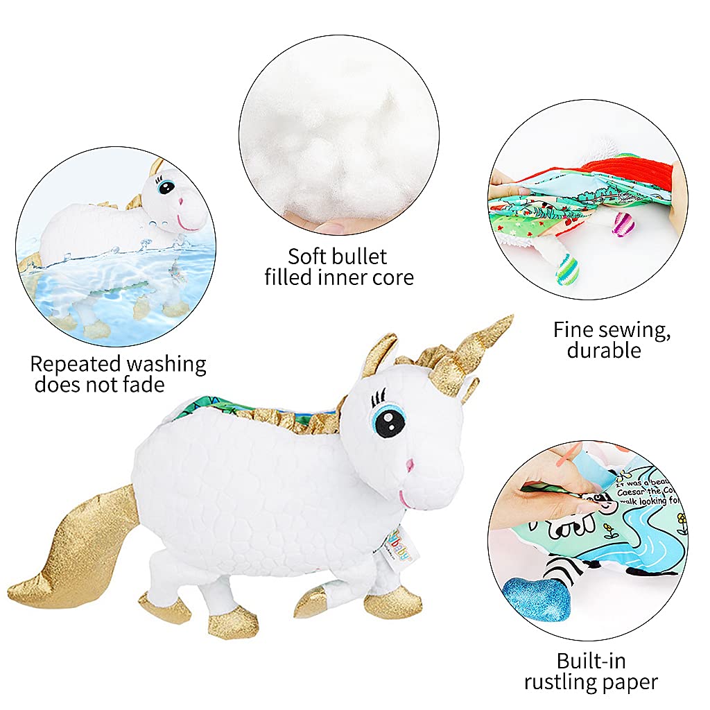 SNOWIE SOFT® oft Cloth Books for Babies, Cartoon Unicorn Cloth Books for Babies 6-12 Month Old, Newborn Baby Toys 3D Touch Feel Soft Books Learning Toy, Sensory Toys for Kids, Toddler Toys Soft