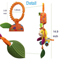 SNOWIE SOFT  Baby Soft Hanging Rattle Crinkle Squeaky Toy Car Seat Stroller Toys with Teethers Plush Animal C-Clip Ring for Infant Babies Boys and Girls 3 6 9 to 12 Months (Multi-Colour-Monkey)