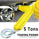 STHIRA® 13ft 5-Tons Tow Rope for Car, Heavy Duty Tow Strap with Hooks Polyester Webbing Towing Rope Max 10, 000-Pound Capacity Towing Strap, Car Toe Cable Carry Up Sedans, SUVs, Pickup Trucks