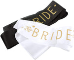 PATPAT satin Bride Tribe Sashes Set, Black; White, 6 Pieces