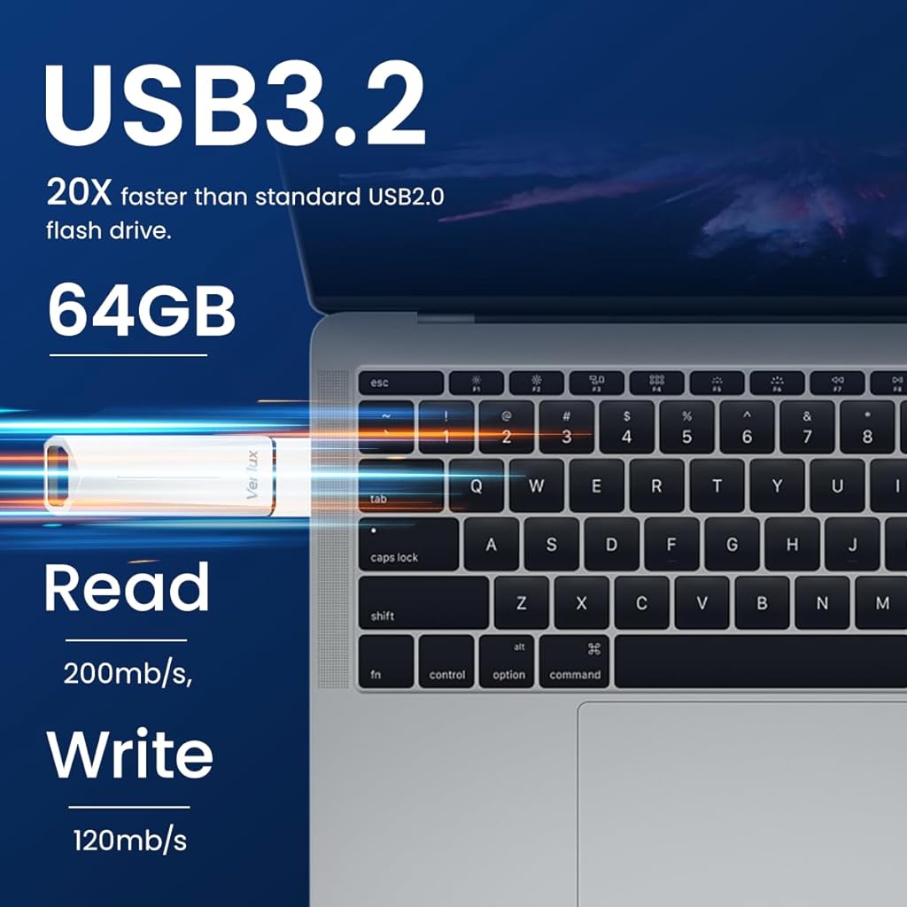 Verilux® USB Flash Drive 64GB USB 3.2 Flash Drive High Speed Reading & Writing Pendrive Universal USB Mini External Flash Drive for Laptop Portable Flash Drive for Travel