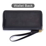SANNIDHI  Women's Long Wallet Tassel PU Leather Multi- Slots Girls Zipper Coin Large Purse Wallet for Women (Black)