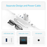 ZORBES® 4-Port USB 3.0 Hub SuperSpeed for MacBook, Chromebook, Laptop, Surface and More- White