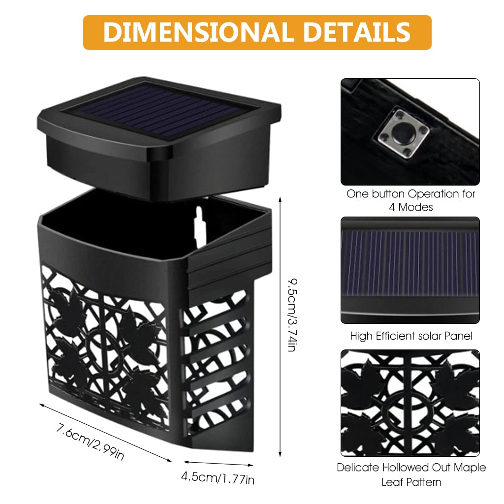 ELEPHANTBOAT 4 Pack Wall Mounted Solar Lamp 9 Color Wall Lamp with 4 Lighting Modes Solar Fence Lights IP65 Garden Light for Decoration Creative Hollow Lampshade Solar Lamp for Garden, Porch, Balcony