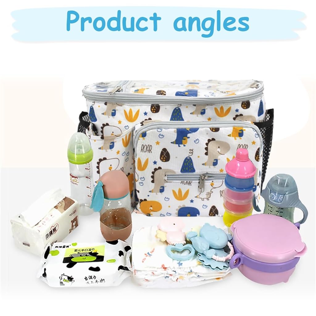 SNOWIE SOFT® Baby Stroller Organizer Bag Attachable Large Organizer Pouch with Phone Pocket Lightweight Milk Bottle Holder Water Bottle Holder Snack Bag Stylish Print Organizer Bag for Stroller