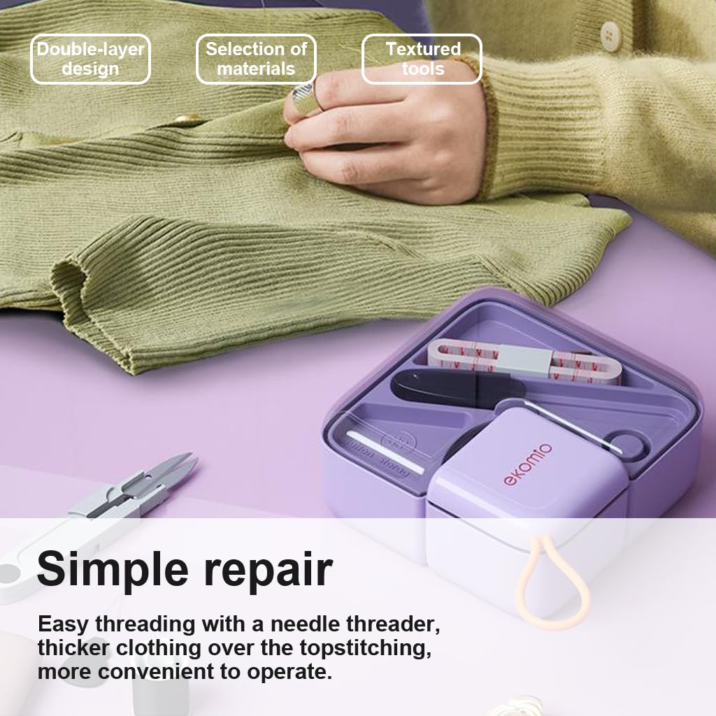 ELEPHANTBOAT Sewing Kit Portable, 21pcs Sewing Kit Box for Home Use Travel Use Portable Sewing Kit with Storage Case Stitching Kit with 16 Spools of Thread, Scissors, Thimble, Threader, Tape Measure