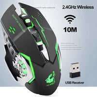 Verilux Wireless Mouse, Silent Mute Gaming Mouse RGB Multi-Colour 3200DPI Wired Silent Mice Computer Accessories, for Home Office Games 6 Buttons Multiple Functions - Black - USB