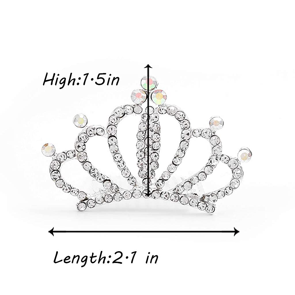 PALAY  Crown for Girls Mini Princess Crown Shiny Crystal Tiara Crown with Hair Comb Silver Rhinestone Hair Accessories Crown for Kids Party Birthday Gift