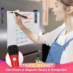 HASTHIP  12PCS Magnetic Dry Erase Markers, White Board Marker with Eraser Cap, Assorted Color Writing & Erasing 2 in 1 Marker Pen for Kids Teachers Office & School Supplies