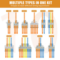 Serplex® 54Pcs Wire Connector, Cable Connectors Kit with 10 Types Assorted Wire Connector Kit Universal Quick Wiring Connector for AWG 28-(14)12 Safe Fire Retardant Cable Connectors