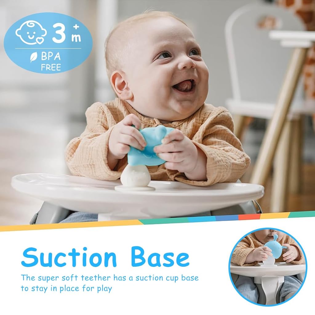 PATPAT® Silicone Teether for 6 to 12 Months Baby Safe Baby Teethers BPA Free with Mushroom Teether Rattle Toy Easy to Grasp Baby Soothing Toy Travel Toy Sensory Toy for Baby 3 Months Christmas Gifts