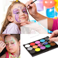 PATPAT  Body Painting Face Paint Kit, 15 Color Non-Toxic Professional Palette Washable with Brush for Kids for Art Show Halloween Party Colsplay Makeup Body Festive Face Paint Kids